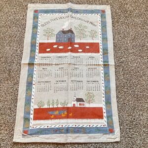 Vintage country home bless this house lord pray Tea‎ Dish Towel Calendar farm